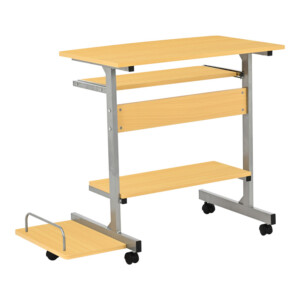 Γραφείο υπολογιστή Veronce pakoworld σε φυσική απόχρωση με μεταλλικό σκελετό 89x47x71εκ-375-000012