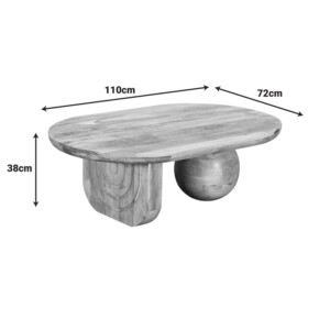 Τραπέζι σαλονιού Kane pakoworld μασίφ ξύλο ακακίας σε φυσική απόχρωση 110x72x38εκ-379-000001