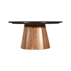 Τραπέζι σαλονιού Ezerdian pakoworld μασίφ ξύλο ακακίας σε φυσική απόχρωση με επιφάνεια μαύρου μαρμάρου Φ90x45εκ-379-000011