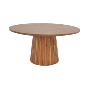 Τραπέζι σαλονιού Canicule ΙI pakoworld μασίφ ξύλο ακακίας σε καρυδί απόχρωση Φ80x40εκ-379-000019