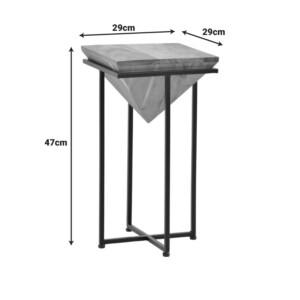 Βοηθητικό τραπέζι Miles ΙΙ pakoworld μασίφ ξύλο ακακίας σε φυσική απόχρωση με μαύρα μεταλλικά πόδια  29x29x54εκ-379-000022