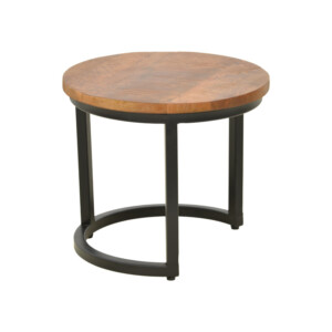 Τραπέζι σαλονιού Frina pakoworld σετ 3τεμ mango ξύλο σε καρυδί απόχρωση με πόδι μαύρο μέταλλο-379-000030