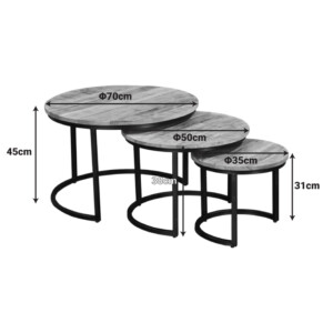 Τραπέζι σαλονιού Frina pakoworld σετ 3τεμ mango ξύλο σε καρυδί απόχρωση με πόδι μαύρο μέταλλο-379-000030