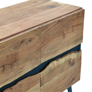 Μπουφές Imena pakoworld μασίφ ξύλο Acacia σε φυσική απόχρωση με μαύρα μεταλλικά πόδια 148x43.5x86εκ-379-000033