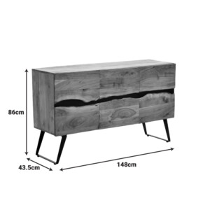 Μπουφές Imena pakoworld μασίφ ξύλο Acacia σε φυσική απόχρωση με μαύρα μεταλλικά πόδια 148x43.5x86εκ-379-000033