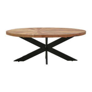 Τραπέζι σαλονιού Fardy pakoworld μασίφ ξύλο ακακίας σε φυσική απόχρωση με μαύρα μεταλλικά πόδια 120x60x45εκ-379-000034