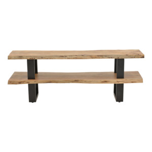 Έπιπλο τηλεόρασης Fuji pakoworld μασίφ ξύλο ακακίας σε φυσική απόχρωση με μαύρα μεταλλικά πόδια 140x40x52εκ-379-000035