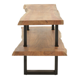 Έπιπλο τηλεόρασης Fuji pakoworld μασίφ ξύλο ακακίας σε φυσική απόχρωση με μαύρα μεταλλικά πόδια 140x40x52εκ-379-000035