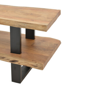 Έπιπλο τηλεόρασης Fuji pakoworld μασίφ ξύλο ακακίας σε φυσική απόχρωση με μαύρα μεταλλικά πόδια 140x40x52εκ-379-000035