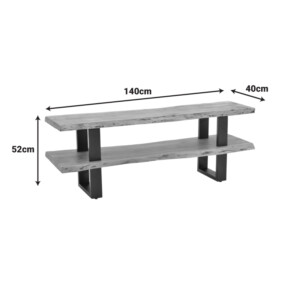 Έπιπλο τηλεόρασης Fuji pakoworld μασίφ ξύλο ακακίας σε φυσική απόχρωση με μαύρα μεταλλικά πόδια 140x40x52εκ-379-000035