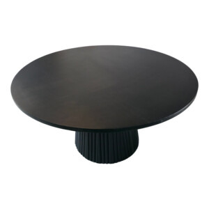 Τραπέζι σαλονιού Canicule I pakoworld μασίφ ξύλο ακακίας σε μαύρη απόχρωση Φ80x40εκ-379-000038