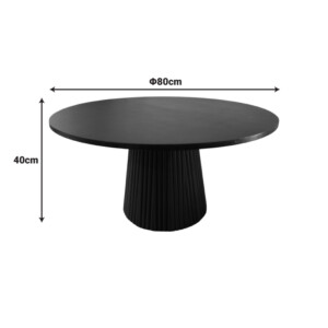 Τραπέζι σαλονιού Canicule I pakoworld μασίφ ξύλο ακακίας σε μαύρη απόχρωση Φ80x40εκ-379-000038