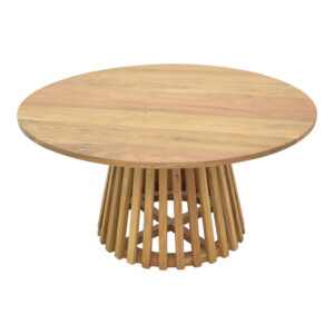 Τραπέζι σαλονιού Radiane pakoworld μασίφ ξύλο ακακίας σε φυσική απόχρωση Φ80x40εκ-379-000042