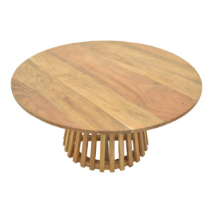 Τραπέζι σαλονιού Radiane pakoworld μασίφ ξύλο ακακίας σε φυσική απόχρωση Φ80x40εκ-379-000042