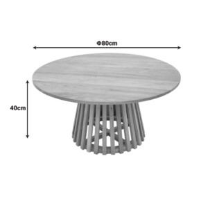 Τραπέζι σαλονιού Radiane pakoworld μασίφ ξύλο ακακίας σε φυσική απόχρωση Φ80x40εκ-379-000042