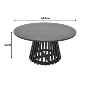 Τραπέζι σαλονιού Radiane pakoworld μασίφ ξύλο ακακίας σε μαύρη απόχρωση Φ80x40εκ-379-000043