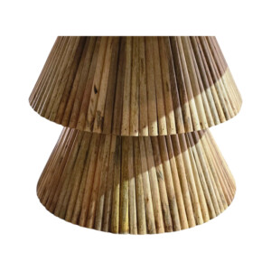 Τραπέζι σαλονιού Havai pakoworld μασίφ ξύλο mango σε φυσική απόχρωση κ λευκή επιφάνεια μαρμάρου Φ80x45εκ-379-000044