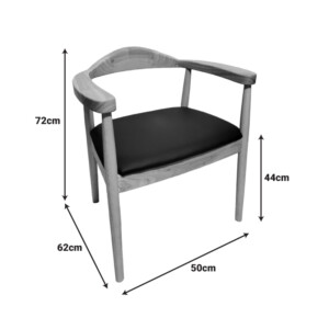 Πολυθρόνα Joube pakoworld rubberwood σε φυσική απόχρωση με μαύρο pu μαξιλάρι 50x62x72εκ-382-000001