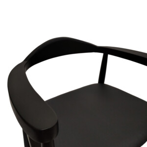 Πολυθρόνα Joube pakoworld rubberwood σε μαύρη απόχρωση με μαύρο pu μαξιλάρι 50x62x72εκ-382-000002