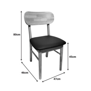 Καρέκλα Bedona pakoworld rubberwood σε φυσική απόχρωση με μαύρο pu μαξιλάρι 47x46x80εκ-382-000003