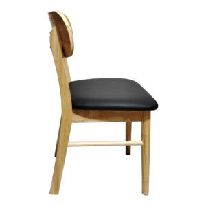 Καρέκλα Bedona pakoworld rubberwood σε φυσική απόχρωση με μαύρο pu μαξιλάρι 47x46x80εκ-382-000003
