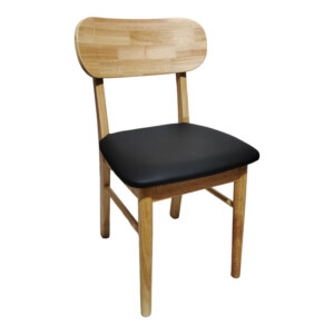 Καρέκλα Bedona pakoworld rubberwood σε φυσική απόχρωση με μαύρο pu μαξιλάρι 47x46x80εκ-382-000003