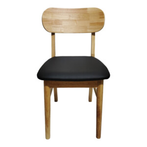 Καρέκλα Bedona pakoworld rubberwood σε φυσική απόχρωση με μαύρο pu μαξιλάρι 47x46x80εκ-382-000003