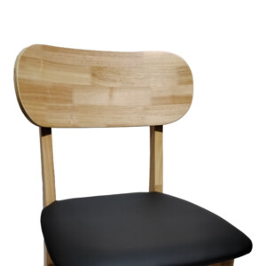 Καρέκλα Bedona pakoworld rubberwood σε φυσική απόχρωση με μαύρο pu μαξιλάρι 47x46x80εκ-382-000003