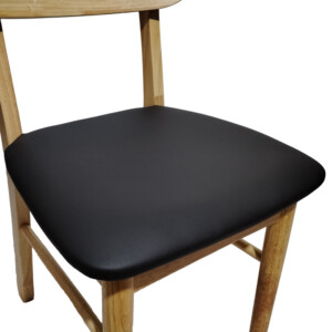 Καρέκλα Bedona pakoworld rubberwood σε φυσική απόχρωση με μαύρο pu μαξιλάρι 47x46x80εκ-382-000003