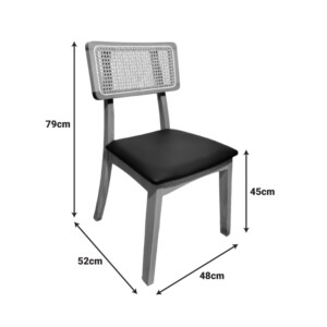 Καρέκλα Renna pakoworld ξύλο οξιάς σε φυσική απόχρωση με μαύρο pu μαξιλάρι 48x52x79εκ-382-000004