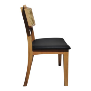 Καρέκλα Renna pakoworld ξύλο οξιάς σε φυσική απόχρωση με μαύρο pu μαξιλάρι 48x52x79εκ-382-000004