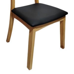 Καρέκλα Renna pakoworld ξύλο οξιάς σε φυσική απόχρωση με μαύρο pu μαξιλάρι 48x52x79εκ-382-000004