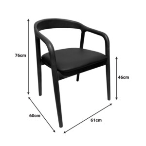 Πολυθρόνα Hogie pakoworld rubberwood σε καφέ απόχρωση με μαύρο pu μαξιλάρι 61x60x76εκ-382-000006