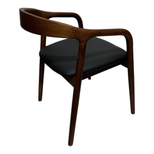 Πολυθρόνα Hogie pakoworld rubberwood σε καφέ απόχρωση με μαύρο pu μαξιλάρι 61x60x76εκ-382-000006