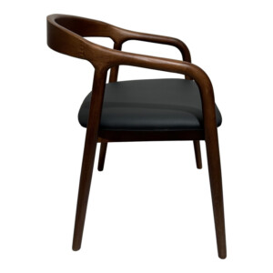 Πολυθρόνα Hogie pakoworld rubberwood σε καφέ απόχρωση με μαύρο pu μαξιλάρι 61x60x76εκ-382-000006