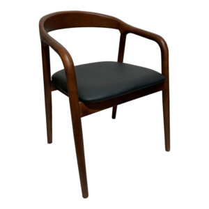 Πολυθρόνα Hogie pakoworld rubberwood σε καφέ απόχρωση με μαύρο pu μαξιλάρι 61x60x76εκ-382-000006