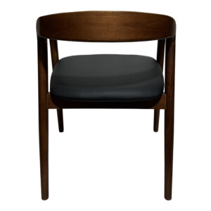 Πολυθρόνα Hogie pakoworld rubberwood σε καφέ απόχρωση με μαύρο pu μαξιλάρι 61x60x76εκ-382-000006