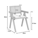 Πολυθρόνα Winslow pakoworld rubberwood σε φυσική απόχρωση-ύφασμα λευκό 51x54x80εκ-382-000009