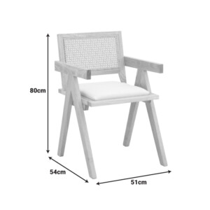 Πολυθρόνα Winslow pakoworld rubberwood σε φυσική απόχρωση-ύφασμα λευκό 51x54x80εκ-382-000009