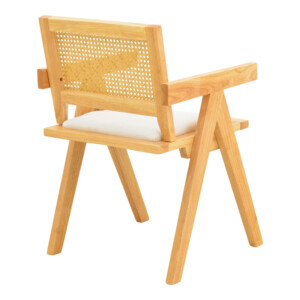 Πολυθρόνα Winslow pakoworld rubberwood σε φυσική απόχρωση-ύφασμα λευκό 51x54x80εκ-382-000009