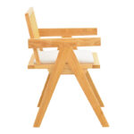 Πολυθρόνα Winslow pakoworld rubberwood σε φυσική απόχρωση-ύφασμα λευκό 51x54x80εκ-382-000009