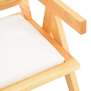 Πολυθρόνα Winslow pakoworld rubberwood σε φυσική απόχρωση-ύφασμα λευκό 51x54x80εκ-382-000009