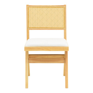 Καρέκλα Winslow pakoworld rubberwood σε φυσική απόχρωση-ύφασμα λευκό 46x58x80εκ-382-000011