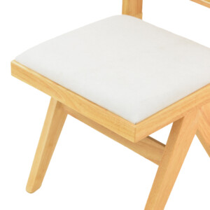 Καρέκλα Winslow pakoworld rubberwood σε φυσική απόχρωση-ύφασμα λευκό 46x58x80εκ-382-000011