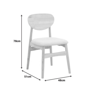 Καρέκλα Cardith pakoworld rubberwood-plywood σε φυσική απόχρωση-ύφασμα γκρι-μπεζ 48x51x78εκ-382-000013