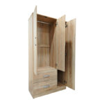 Ντουλάπα τρίφυλλη με 2 συρτάρια Athos pakoworld σε sonoma απόχρωση 90x42x180εκ-383-000038