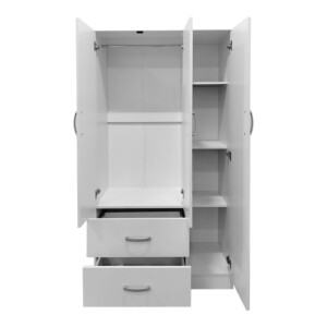 Ντουλάπα τρίφυλλη με 2 συρτάρια Lego pakoworld σε λευκή απόχρωση 90x42x180εκ-383-000040