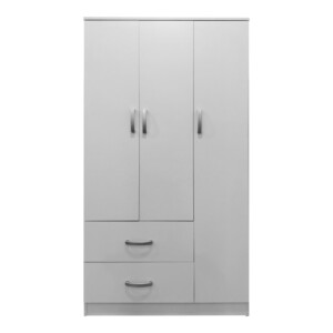 Ντουλάπα τρίφυλλη με 2 συρτάρια Lego pakoworld σε λευκή απόχρωση 90x42x180εκ-383-000040