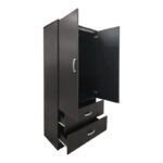 Ντουλάπα δίφυλλη με 2 συρτάρια Athos pakoworld σε wenge απόχρωση 80x42x180εκ-383-000044