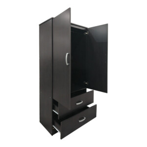 Ντουλάπα δίφυλλη με 2 συρτάρια Lego pakoworld σε wenge απόχρωση 80x42x180εκ-383-000044